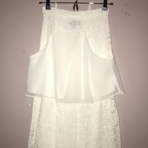 Lulus White Crop Top and Lacey Maxi Skirt Set